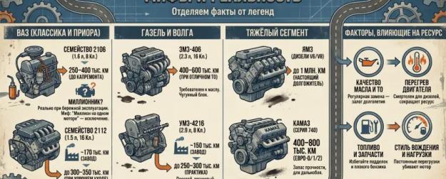 Ресурс отечественных двигателей: кто действительно ходит миллион и почему