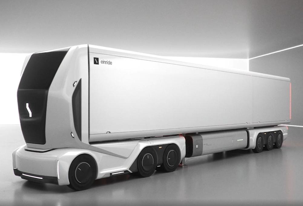 New unmanned truck Einride E-Trailer showed to the public