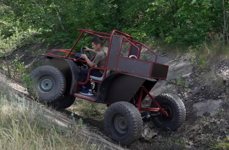 It will go where jeeps do not climb - an overview of an all-terrain vehicle with custom suspension