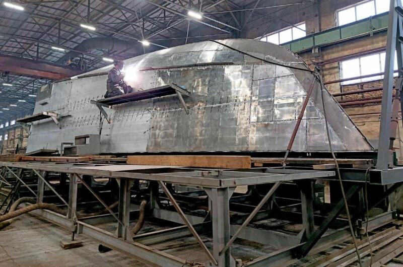 The hull of the first Russian hydrofoil catamaran has been assembled