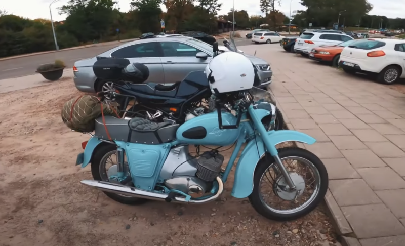 Traveling on an old Soviet motorcycle Izh "Jupiter"