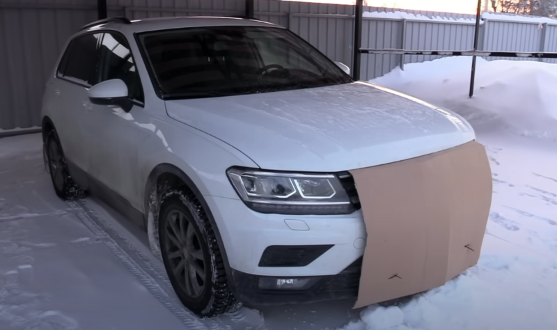 Cardboard for the radiator - this works even on modern cars