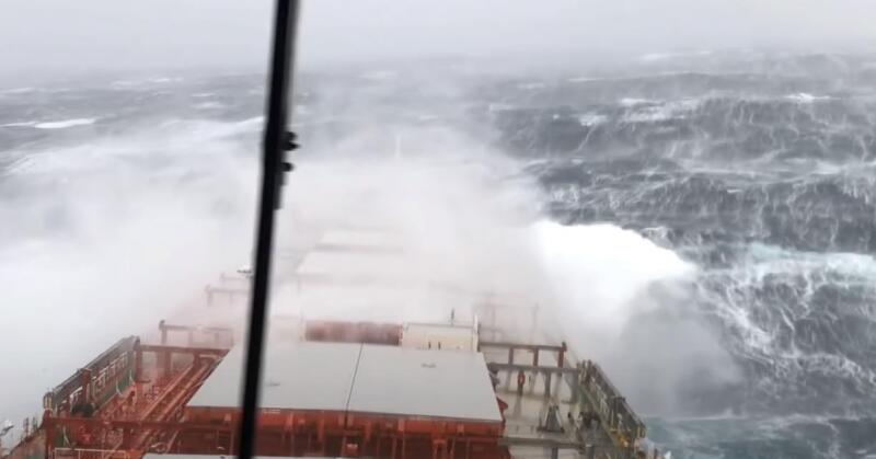 How a ship withstands a Pacific storm - see through the eyes of a sailor