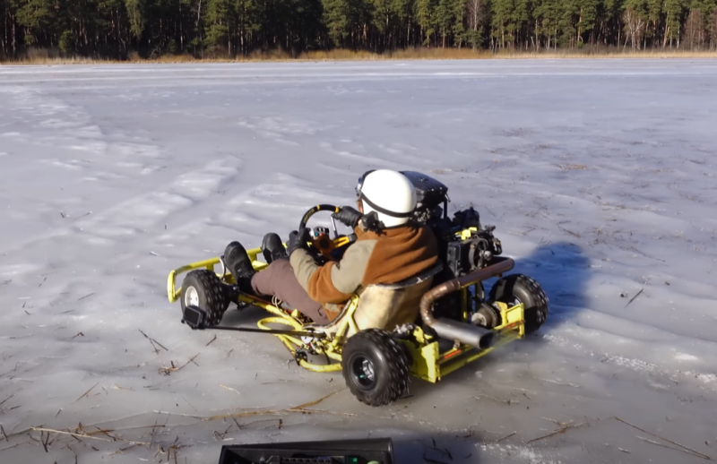 Homemade kart on ice – the Japanese engine was “revived”