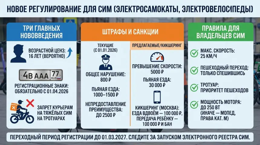 Новые правила для электросамокатов и СИМ: что изменится с июля 2026 года