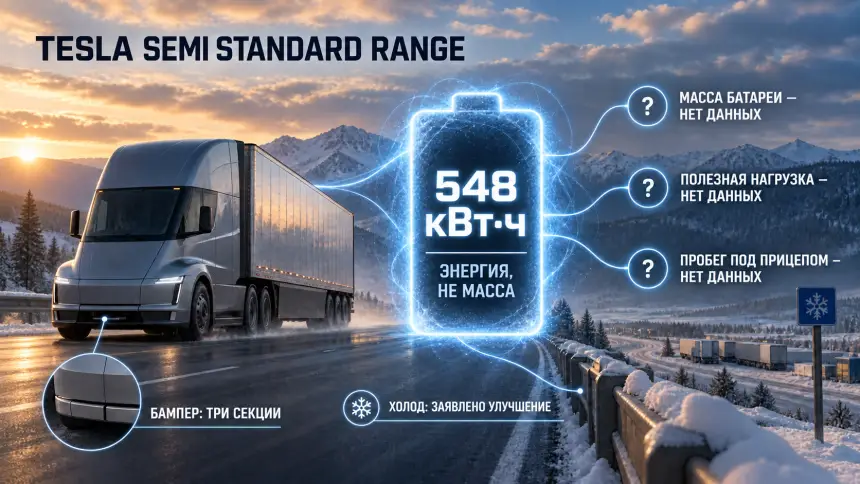 Батарея, охлаждение и ремонт: что раскрыли о базовой версии Tesla Semi