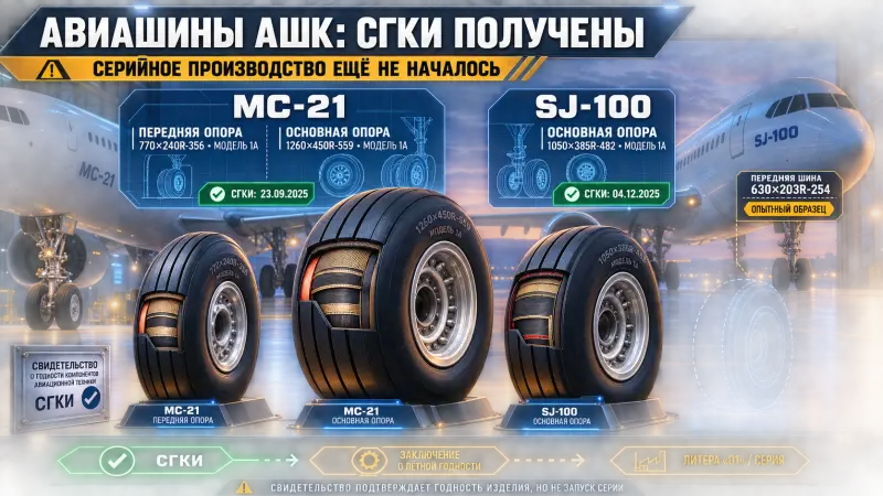 Шины для МС-21 и SJ-100 прошли квалификацию